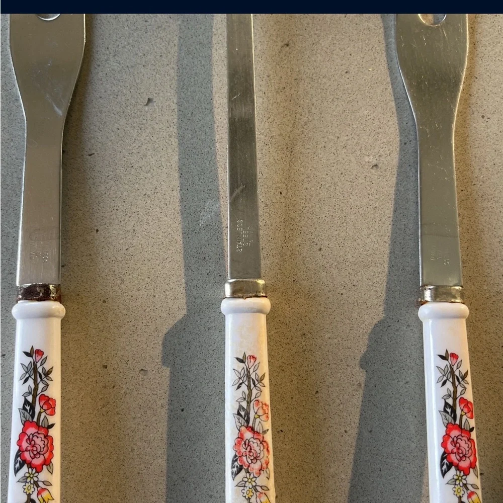 Vintage Floral Kitchen Utensil Set slotted spoon serving forks utensils botanica